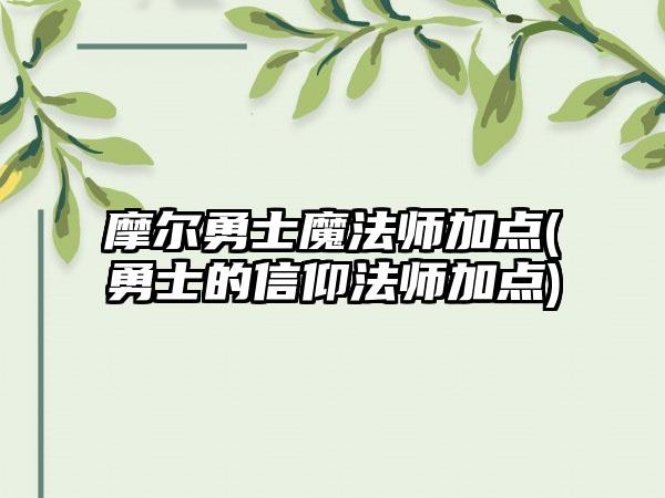 摩尔勇士魔法师加点(勇士的信仰法师加点)