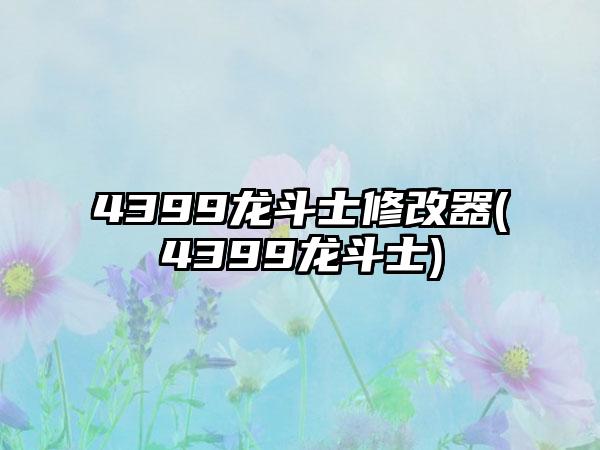 4399龙斗士修改器(4399龙斗士)