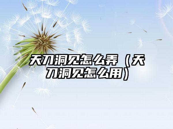 天刀洞见怎么弄（天刀洞见怎么用）