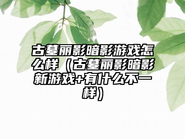 古墓丽影暗影游戏怎么样（古墓丽影暗影新游戏+有什么不一样）