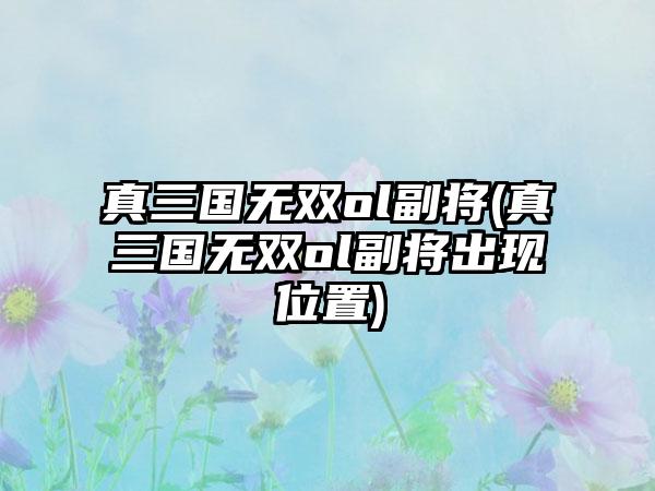 真三国无双ol副将(真三国无双ol副将出现位置)