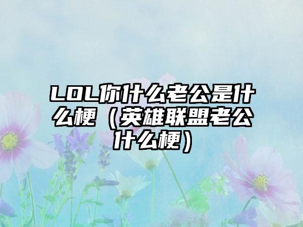 LOL你什么老公是什么梗（英雄联盟老公什么梗）