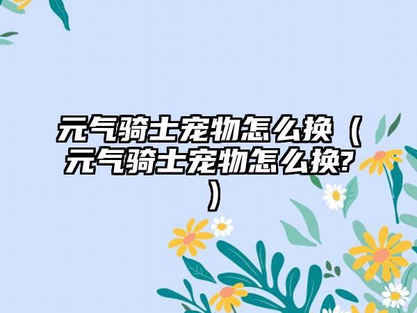 元气骑士宠物怎么换（元气骑士宠物怎么换?）