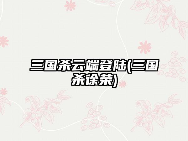 三国杀云端登陆(三国杀徐荣)