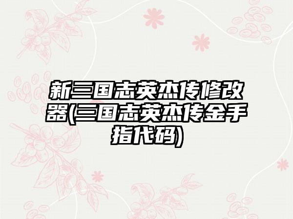 新三国志英杰传修改器(三国志英杰传金手指代码)