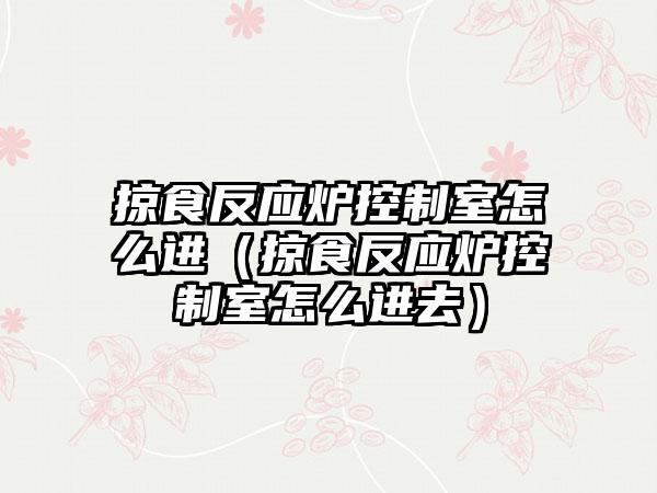 掠食反应炉控制室怎么进（掠食反应炉控制室怎么进去）