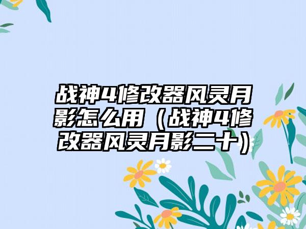 战神4修改器风灵月影怎么用（战神4修改器风灵月影二十）
