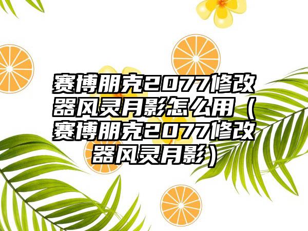 赛博朋克2077修改器风灵月影怎么用（赛博朋克2077修改器风灵月影）