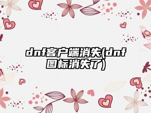 dnf客户端消失(dnf图标消失了)