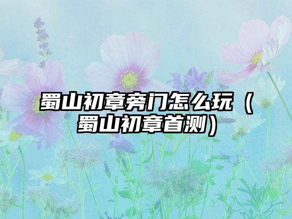 蜀山初章旁门怎么玩（蜀山初章首测）