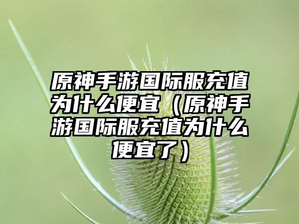 原神手游国际服充值为什么便宜（原神手游国际服充值为什么便宜了）
