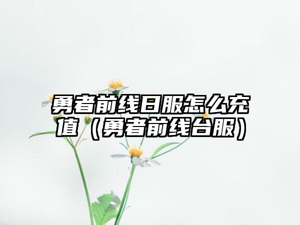 勇者前线日服怎么充值（勇者前线台服）