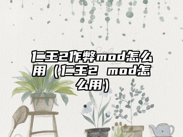 仁王2作弊mod怎么用（仁王2 mod怎么用）