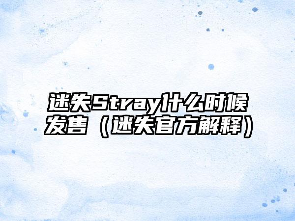 迷失Stray什么时候发售（迷失官方解释）