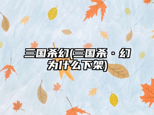 三国杀幻(三国杀·幻为什么下架)