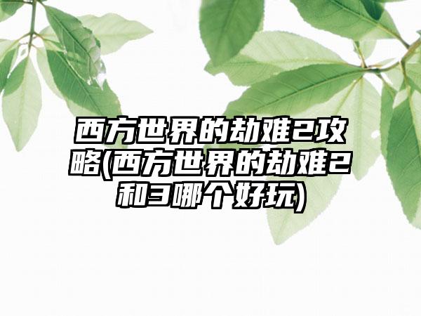 西方世界的劫难2攻略(西方世界的劫难2和3哪个好玩)