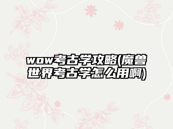 wow考古学攻略(魔兽世界考古学怎么用啊)