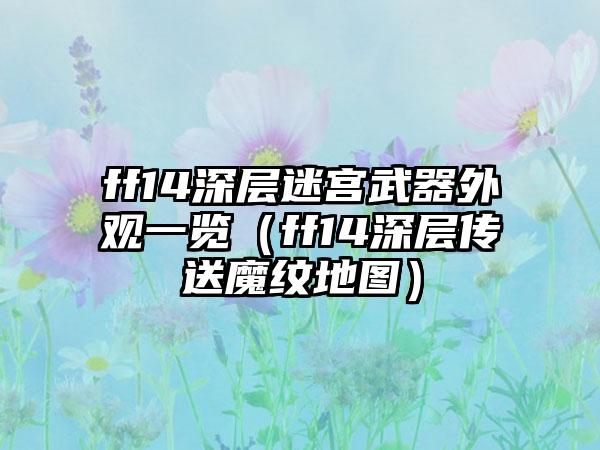 ff14深层迷宫武器外观一览（ff14深层传送魔纹地图）