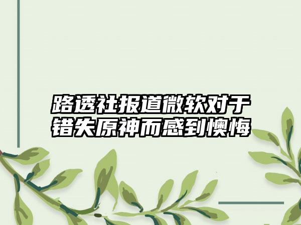 路透社报道微软对于错失原神而感到懊悔