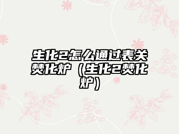生化2怎么通过表关焚化炉（生化2焚化炉）