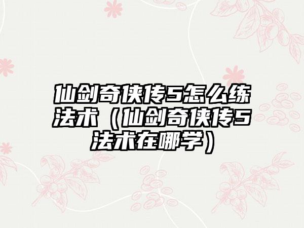 仙剑奇侠传5怎么练法术（仙剑奇侠传5法术在哪学）