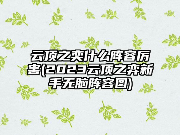 云顶之奕什么阵容厉害(2023云顶之弈新手无脑阵容图)