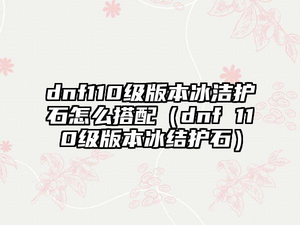 dnf110级版本冰洁护石怎么搭配（dnf 110级版本冰结护石）