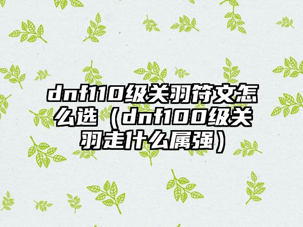 dnf110级关羽符文怎么选（dnf100级关羽走什么属强）