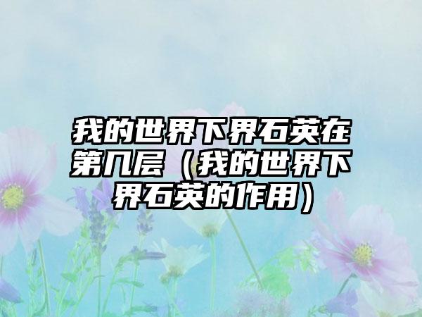 我的世界下界石英在第几层（我的世界下界石英的作用）