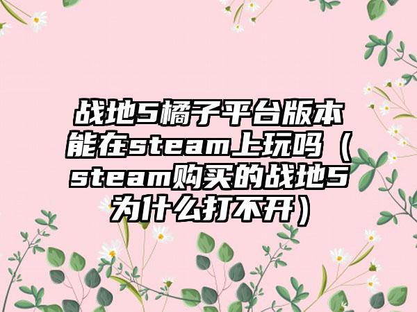 战地5橘子平台版本能在steam上玩吗（steam购买的战地5为什么打不开）