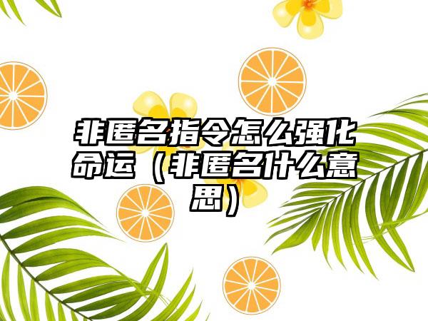 非匿名指令怎么强化命运（非匿名什么意思）