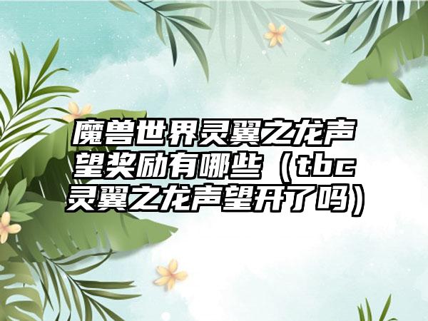 魔兽世界灵翼之龙声望奖励有哪些（tbc灵翼之龙声望开了吗）