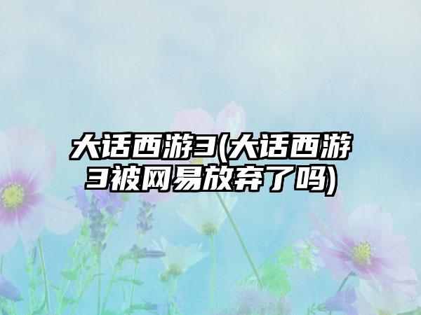 大话西游3(大话西游3被网易放弃了吗)