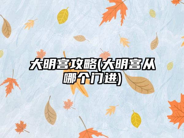 大明宫攻略(大明宫从哪个门进)