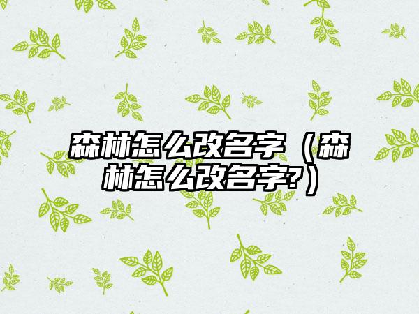 森林怎么改名字（森林怎么改名字?）