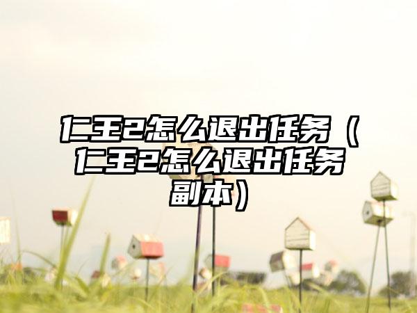 仁王2怎么退出任务（仁王2怎么退出任务副本）