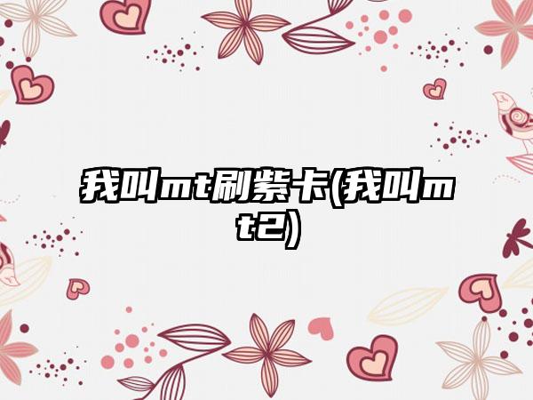 我叫mt刷紫卡(我叫mt2)