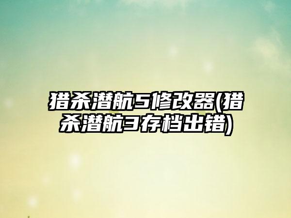 猎杀潜航5修改器(猎杀潜航3存档出错)