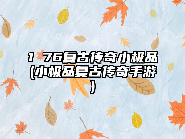 1 76复古传奇小极品(小极品复古传奇手游)