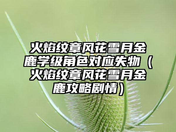 火焰纹章风花雪月金鹿学级角色对应失物（火焰纹章风花雪月金鹿攻略剧情）