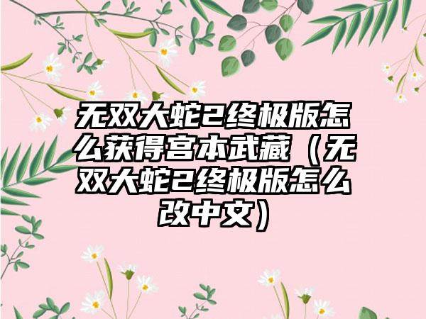 无双大蛇2终极版怎么获得宫本武藏（无双大蛇2终极版怎么改中文）