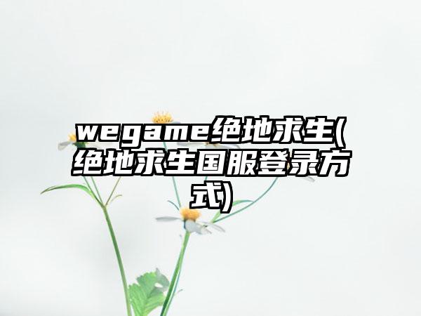 wegame绝地求生(绝地求生国服登录方式)