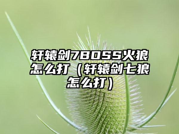 轩辕剑7BOSS火狼怎么打(轩辕剑七狼怎么打)