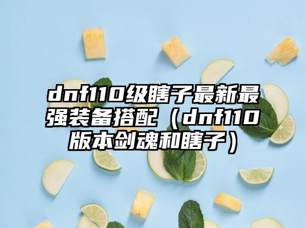 dnf110级瞎子最新最强装备搭配（dnf110版本剑魂和瞎子）