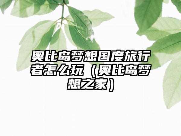 奥比岛梦想国度旅行者怎么玩（奥比岛梦想之家）