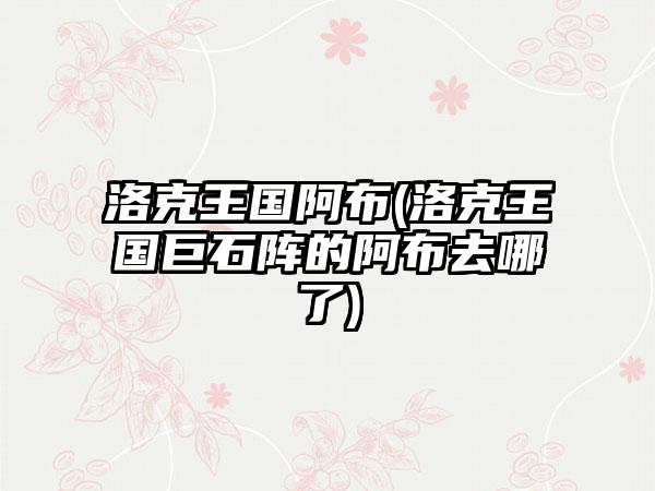 洛克王国阿布(洛克王国巨石阵的阿布去哪了)