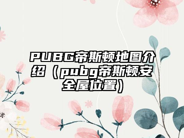 PUBG帝斯顿地图介绍（pubg帝斯顿安全屋位置）