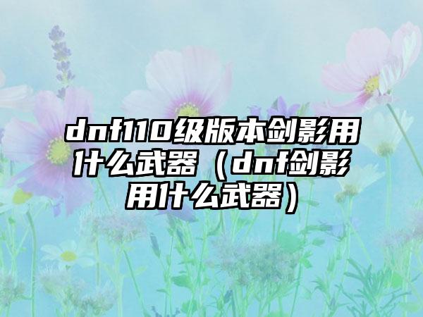 dnf110级版本剑影用什么武器（dnf剑影用什么武器）