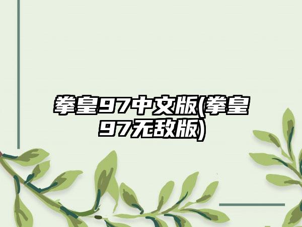 拳皇97中文版(拳皇97无敌版)