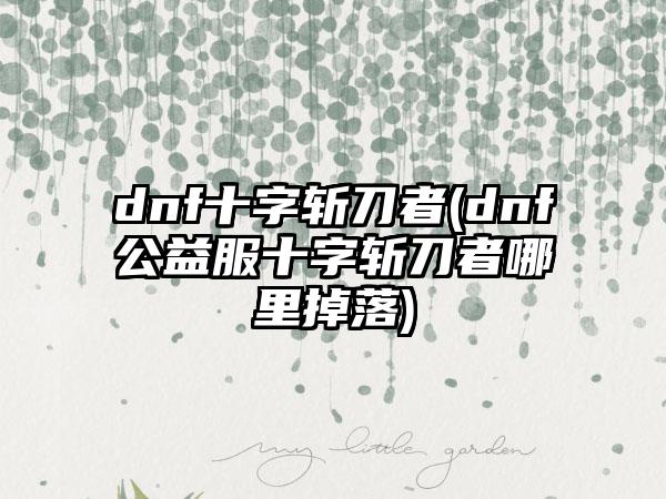 dnf十字斩刀者(dnf公益服十字斩刀者哪里掉落)